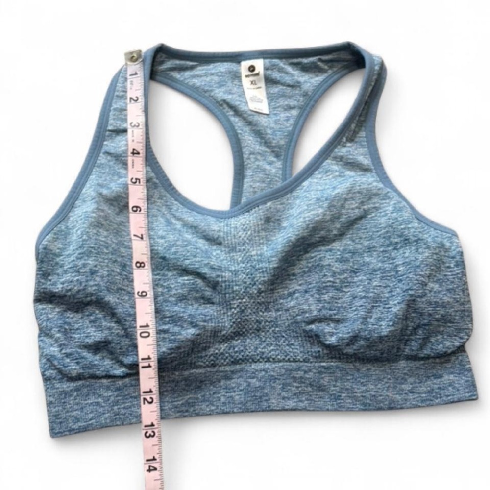 90 Degrees by Reflex Blue Heathered Seamless Racerback Sports Bra, Women's Sz XL - Picture 8 of 8